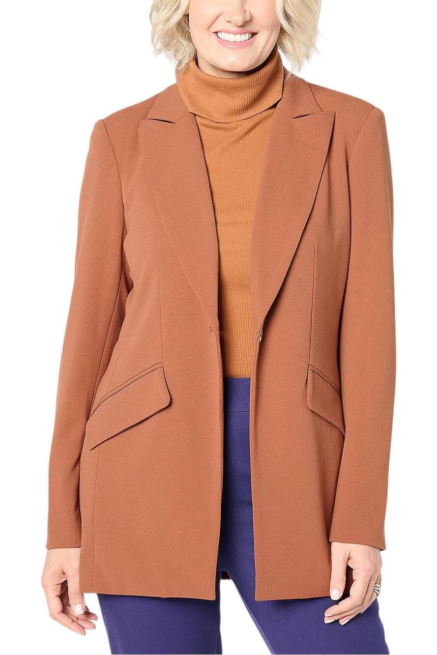 Dennis Basso Women's Luxe Crepe Notched Collar Blazer Spiced Caramel - Regular